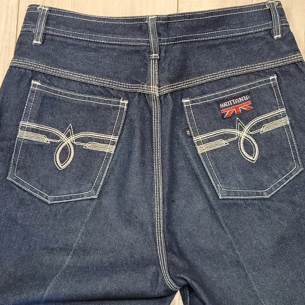 👖Vintage Brittania Jeans Mens 30x30/31 Indigo Raw Hem Straight Leg 70s-80s